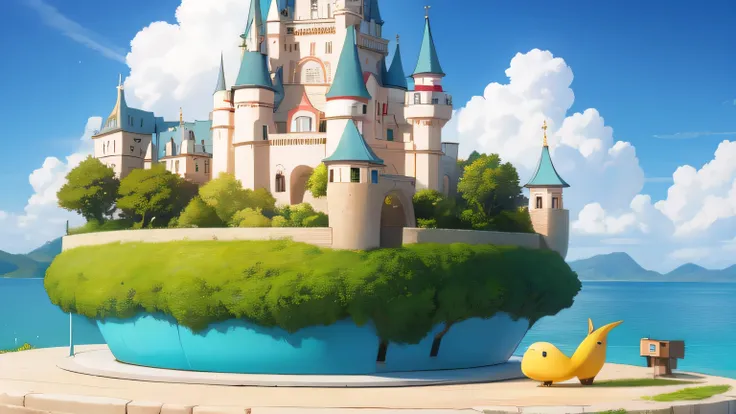 A cute castle with lots of Hatena floating around