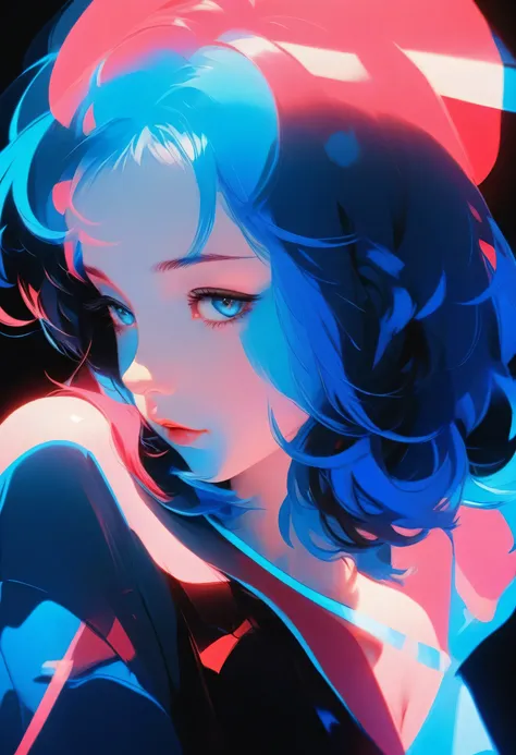 anime girl with blue hair and blue eyes in a black background, a character portrait by Ilya Kuvshinov, trending on pixiv, shin hanga, sayori, kuvshinov ilya, ilya kuvshinov face, girl with blue hair, illya kuvshinov, blue aura, kuvshinov, with blue skin