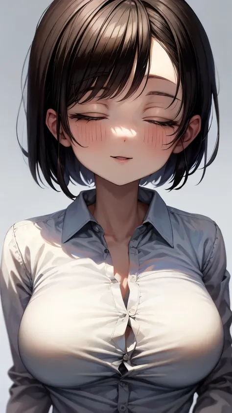 （super high quality,Ultra-high resolution,16k,super masterpiece,Ultra HD ,Detailed shading and background,）One Girl,Unbuttoned and open long-sleeved white shirt,The lower half is naked,Love juice,smile,blush,Open your mouth a little,Living room with mornin...