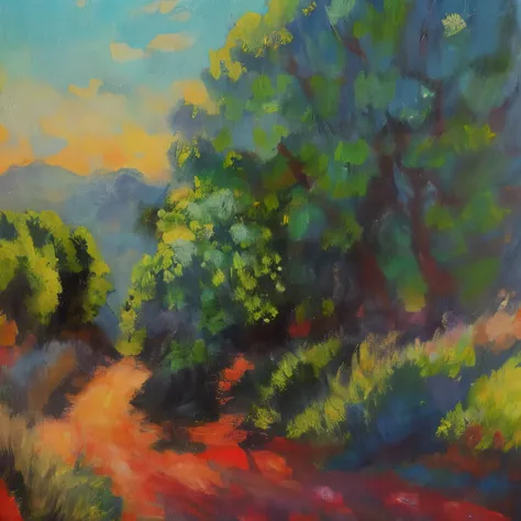 Expressionist artwork images、pastel landscape painting