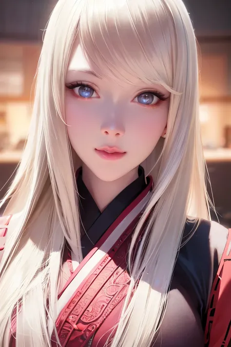 a young woman with white hair and pink eyes, nine-tailed fox, miko outfit, anime style, (best quality,4k,8k,highres,masterpiece:1.2),ultra-detailed,(realistic,photorealistic,photo-realistic:1.37),intricate details, beautiful detailed eyes,beautiful detaile...