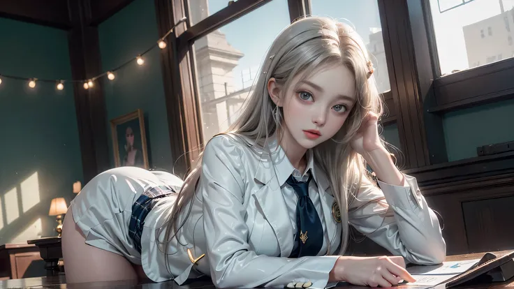 ((Girl lying on desk in classroom)),(One Girl),Top quality work、Actual Work、 ultra premium graphics 、8K HD CG Works、High Quality Graphics、High resolution CG work、10x pixels、extremely fine details:1. 1、Advanced technical details:1.1 Photorealistic、Natural L...