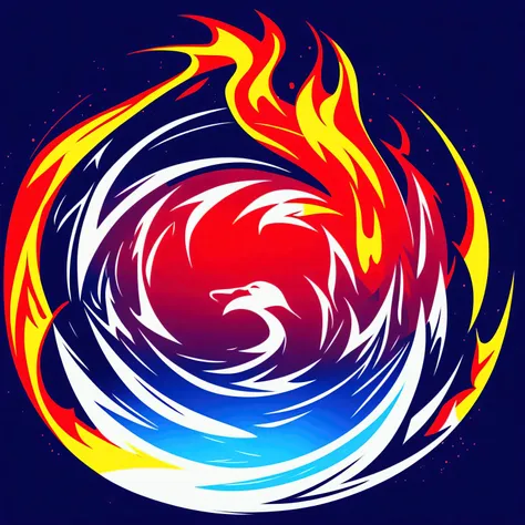 logo made in vector ,  image of fire mixed with ice ,  where the base of magic begins with ice and at the end there is fire