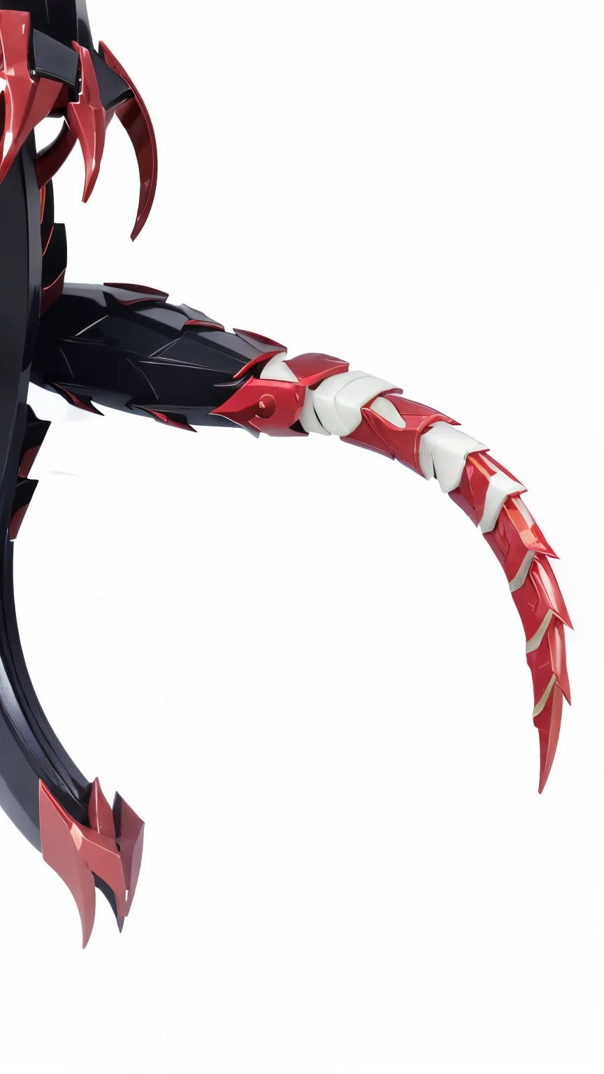 anime figurine of a woman with a red and black outfit, sharp robot dragon claws, robot dragon claws, carnage fangs, oni horns, sharp robot dragon paws, detailed sharp robot dragon feet, sharp detailed claws, sharp detailed robot dragon paws, metal dragon t...