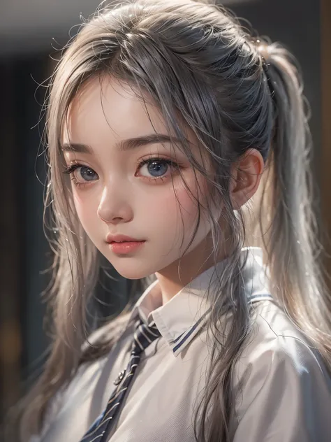 One Girl，(とてもcute女子高生:1.3)，masterpiece，Best Quality， high res，((( PHOTOREALISTIC )))，RAW Photos， ray tracing， Physically Based Rendering，beautiful girl，(Age 15:1.4)，cute，A faint smile，(detailed pupils:1.2)，(The face is facing straight ahead:1.3)，The body i...