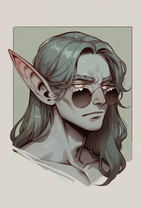 a fair skin tone, a drawing of a man with long red hair and a black outfit, a portrait of a male elf, portrait of fin wildcloak, a portrait of an elf, dnd portrait of a tiefling, portrait of a dnd character, portrait of an elf, a male elf, elven male, side...