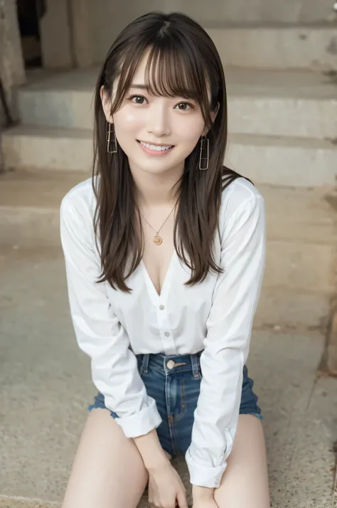 Photorealism、Best Quality、Ultra-high resolution、picture、Extraordinary beautiful girl、Cheek glow highlight、cute details beautiful face、(Pure Eros Face in Dynamic Pose_v1:0.008)、beautiful bangs、Glowing White Skin、 bangs between eyes、Shining beautiful hair、Si...