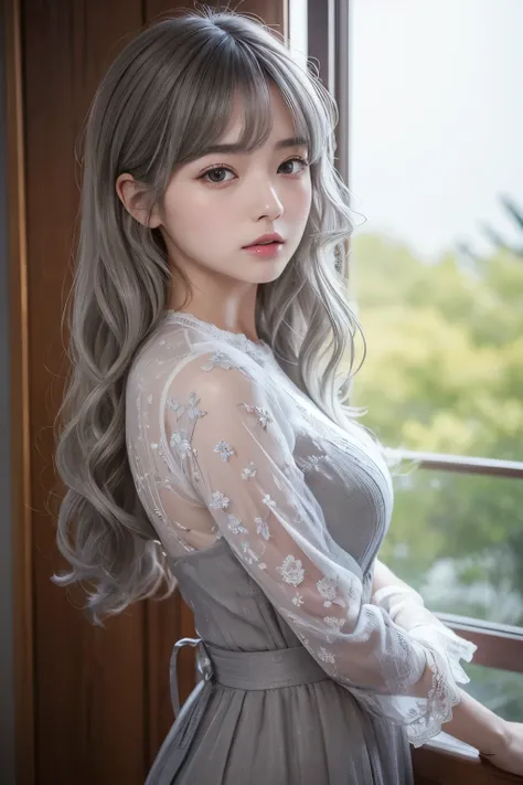 masterpiece, 8k,  Award Winning Photos , photoRealistic, Realistic, 非常にdetailed, Ultra-high resolution, Ray Trakun, ///1 person, The most beautiful, 20 years old , (sexy, Japanese Idols), (Gray Hair:1.2),///人間のdetailed つやつやした肌 , detailedな肌 , Beautifully de...