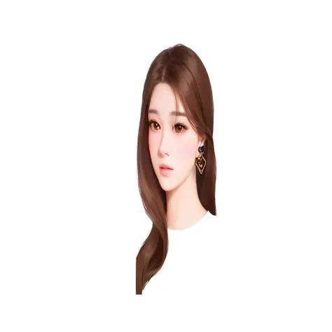 a close up of a woman with long brown hair wearing earrings, inspired by Sim Sa-jeong, in the art style of bowater, digital art of an elegant, made with anime painter studio, realism artstyle, realistic artstyle, with round face, portrait jisoo blackpink, ...