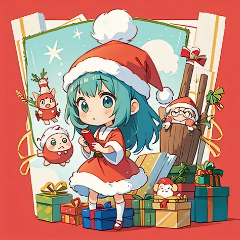 Hayao Miyazaki, Cute design,  the most beautiful girl ever、Chibi, Santa Claus, Christmas presents