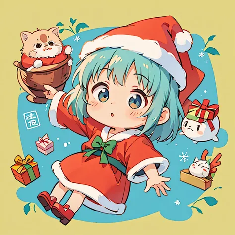 Hayao Miyazaki, Cute design,  the most beautiful girl ever、Chibi, Santa Claus, Christmas presents