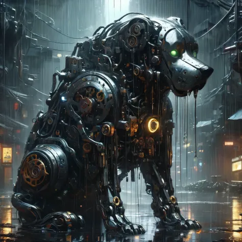  high res, High image quality, masterpiece.  hyperrealism, Surrealism.   style photorealistic art   .   Hachikou-themed fantasy - cybernetic mechanics,  Mecha dog , Like in the movies,   style photorealistic art rendered with Unreal Engine  .  reflective r...