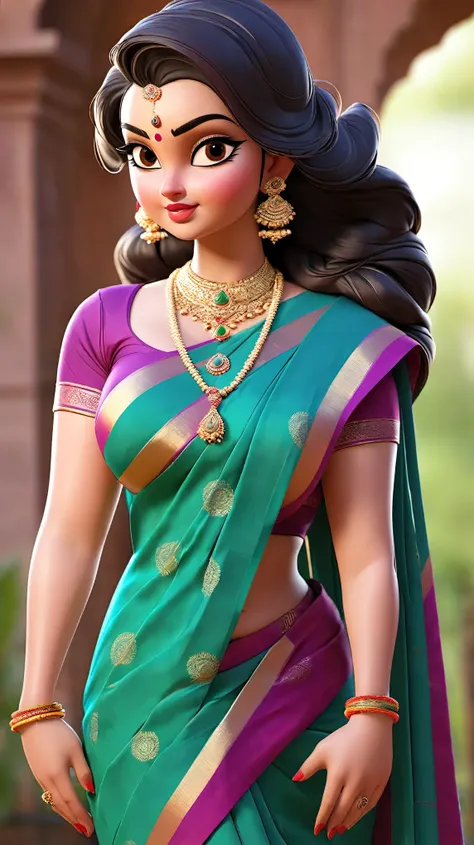 A thick big boobs lady in a saree 