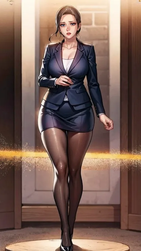 (masutepiece,high quality,16k:1.1),(depth of fields:1.3) ,((front body:1.35)),german ,woman, ((business suit, mini skirt)), tigh...