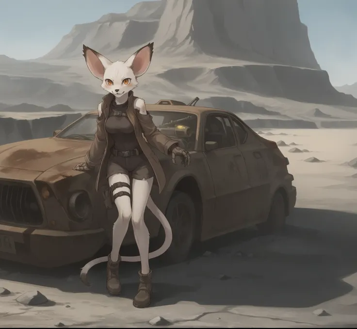 1girl,  score_9, wasteland, canyon, anime, furry, Machine