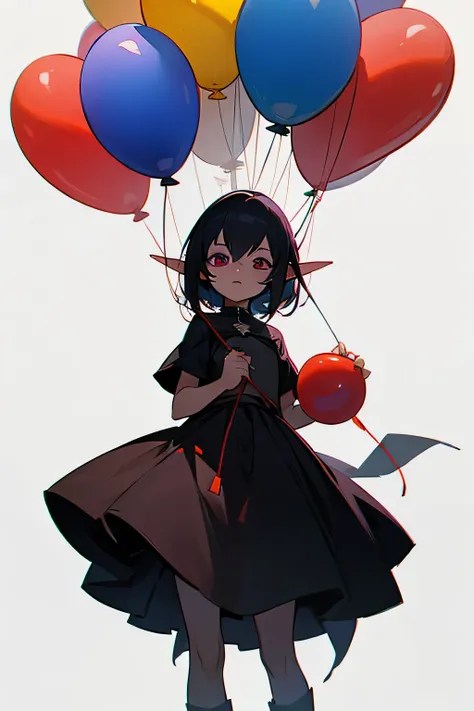 little dark elf holding a balloon