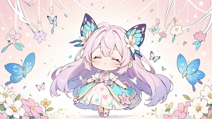 (Pastel Background:1.2), Pattern Background, (Small graffiti all over ),  The entire background is filled with a repeating pattern of cute hearts, star, butterfly,  flowers and other cute things ., (Light background:1.2)