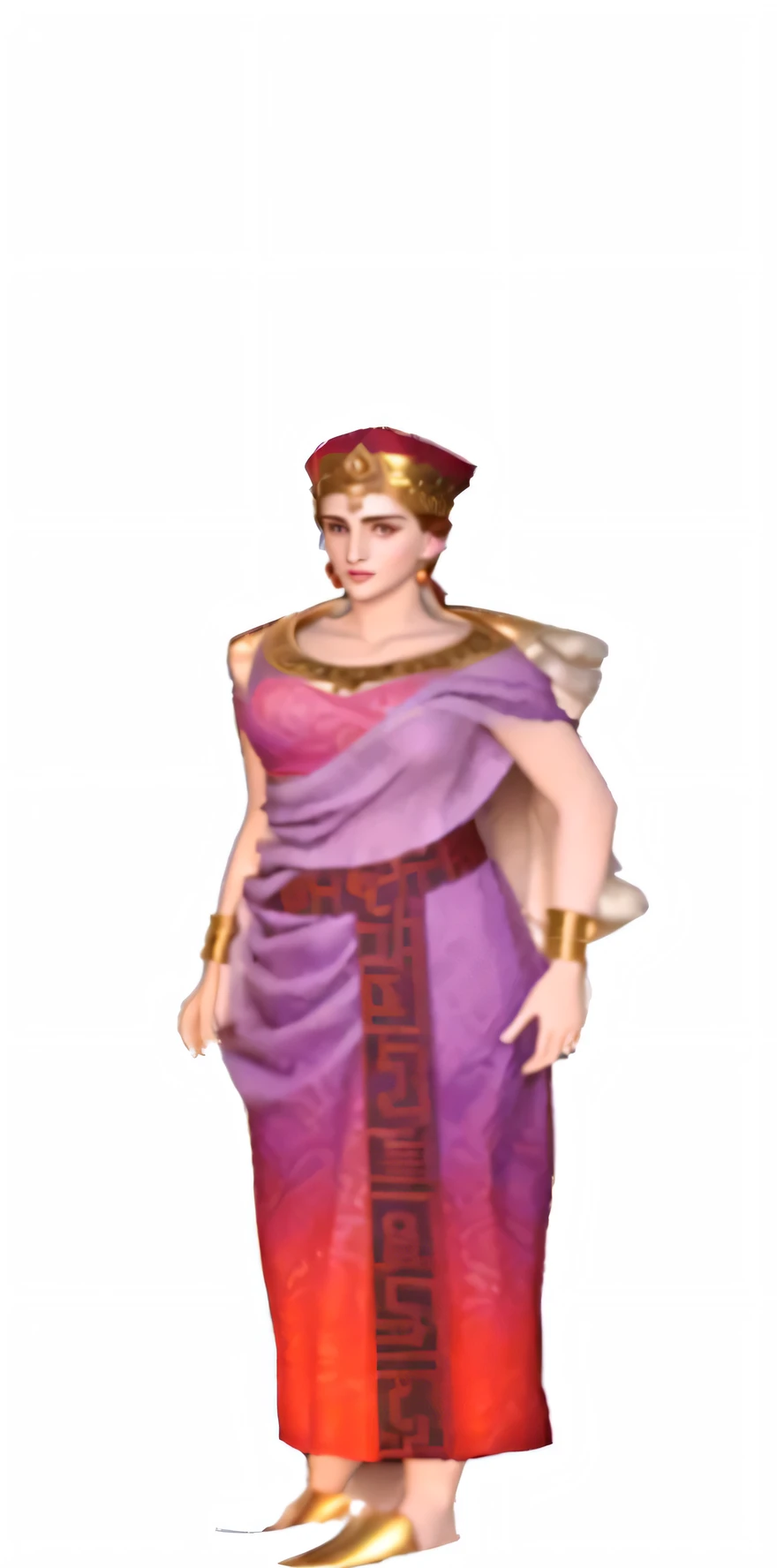 arafed woman in a purple dress and a red hat, roman toga, dressed in roman clothes, elegant ancient greek dress, 3 d goddess minerva, roman goddess, the greek goddess aphrotite, ancient libu princess, idian dress, megara, emma watson as a greek goddess, an...