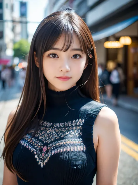 (Best-quality, Masterpiece, Ultra-High-Resolution, (Photorealistic:1.4), Raw Photo, depth of field, professional lighting),
(1girl, (((15-year-old))), the most famous Japanese idol, looking at viewer, innocent-smile),
((standing on street, model-pose)),  
...