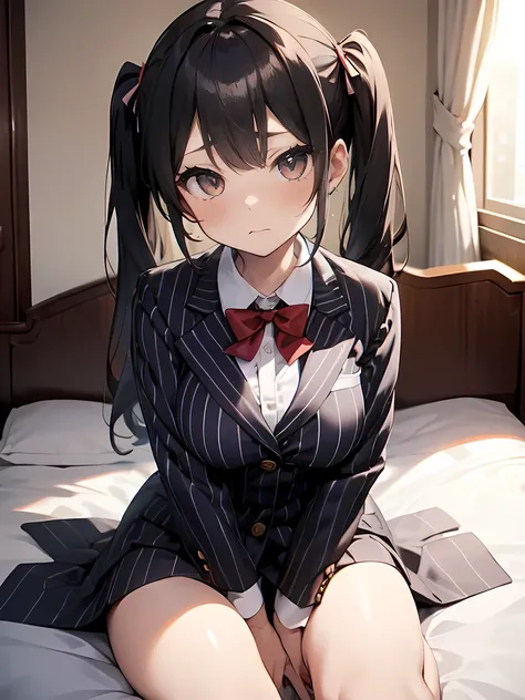 mafia、Girl、 twin tails、Tsundere、Upscale room decor、 striped suit、I stared at the 、NSFW