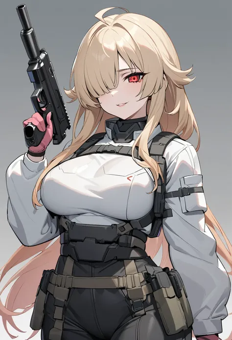 (high-quality, breathtaking),(expressive eyes, perfect face) 1girl, female, solo, mature, half open eyes, Alicization, Symmetrical Eyes, simple background, seductive smile, long hair, SAO inspired, maomao, armor, cowboy shot, medium full shot, light blonde...