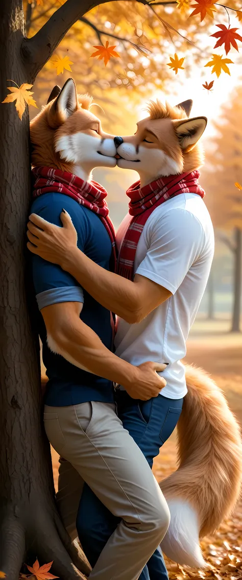 score_9, score_8_up, score_7_up, 3d rendering of an anthropomorphic male fox and an anthropomorphic male wolf cuddling in a pile...