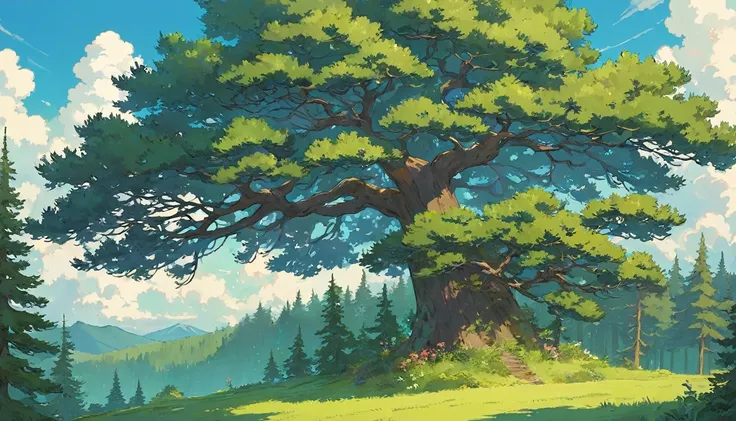 Forest Pine ,Landscape, Studio ghibli inspired