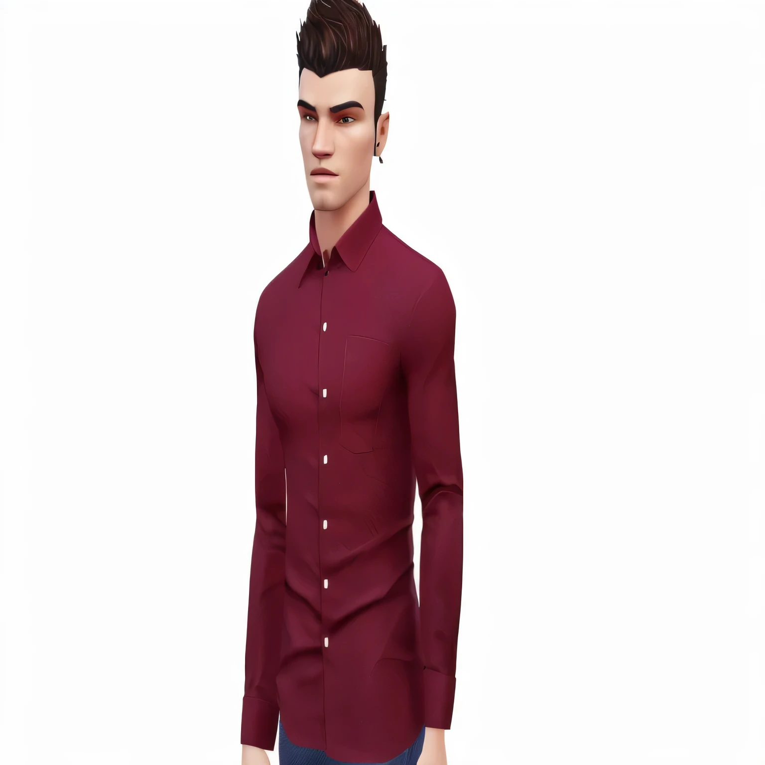 a close up of a person wearing a red shirt and jeans, upper body avatar, upper body 2d game avatar, second life avatar, handsome stunning realistic, 3 d demo reel avatar, design your own avatar, cloth sim, digital art of an elegant, fully body portrait, re...