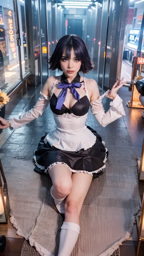 (1 lady), (Best quality at best:1.4), (ultra - detailed), (extremely detailed CG unified 16k), A Beautiful Woman with Perfect Figure: 1.4, Sharp Focus: 1.2, purple hair, very detailed, High-definition RAW color photo, professional photoshooting, amazing fa...