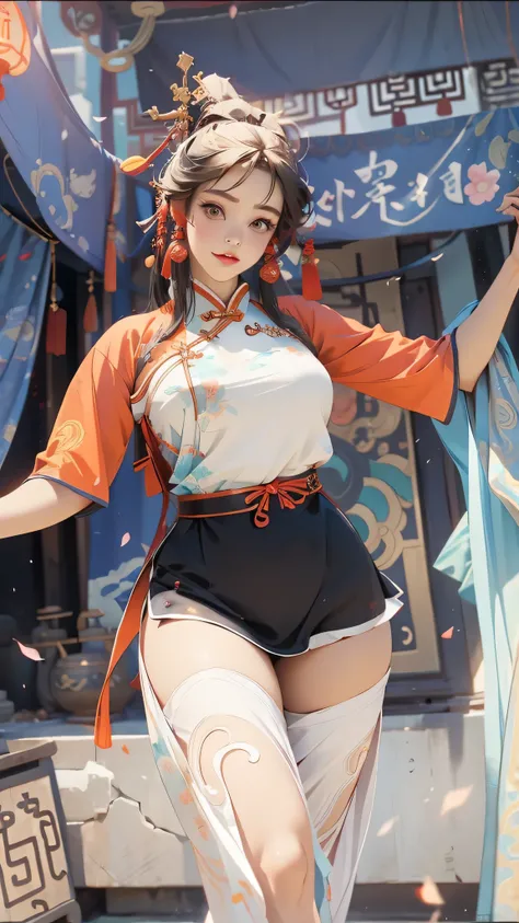 there is a woman in a short skirt and a shirt posing, trending at cgstation, she is dancing. realistic, thicc, trending on cgstation, realistic anime 3 d style, perfect android girl, asuka suit under clothes!, pretty face with arms and legs, the anime girl...