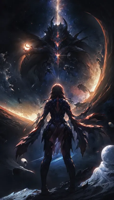  highest quality 、masterpiece、宇宙大war、Space monsters、 Humans Face Monsters、return々NEW HEROES 、Rear View、war、優しいwar、like＆piece、dark、Light of Hope、Space、 Zero Gravity Swimming 、
