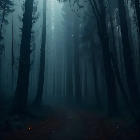 arafed path in the woods with a light at the end, beautiful with eerie vibes, spooky forest, in a spooky forest, creepy forest, haunted forest, eerie and atmospheric, eerie vibe, ominous and eerie forest, mysterious and scary forest, creepy and dramatic at...