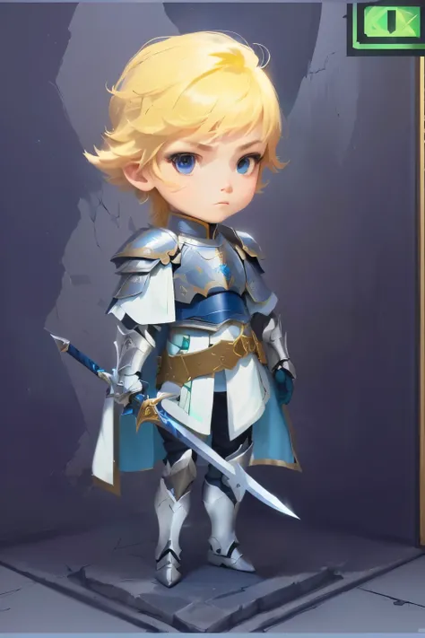 a close up of a cartoon boy with a sword in a room, inspired by Li Chevalier, armor man, wearing diamond armor, male paladin, male knight, artoria pendragon, a blonde emerald warrior, a human male paladin, wearing shining plate armor, picture of male palad...