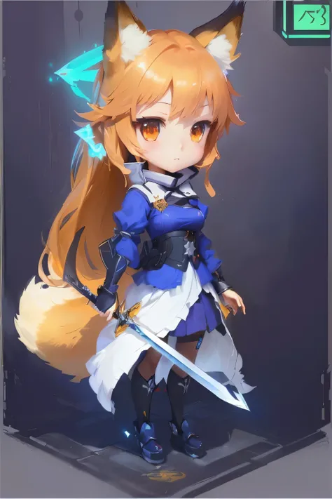 anime girl with a sword and a fox head, fox tail, stylized anime, holo, anime stylized, kantai collection style, marisa kirisame, beatrice blue, rin, from arknights, vivy, anime moe artstyle, azur lane style, female protagonist 👀 :8, yuyushiki, visual nove...