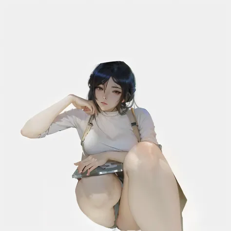 there is a woman sitting on a toilet with her legs crossed, the anime girl is crouching, beautiful anime girl squatting, [ digital art ]!!, made with anime painter studio, hinata hyuga, inime style, hugging her knees, in anime style, semirealistic anime st...