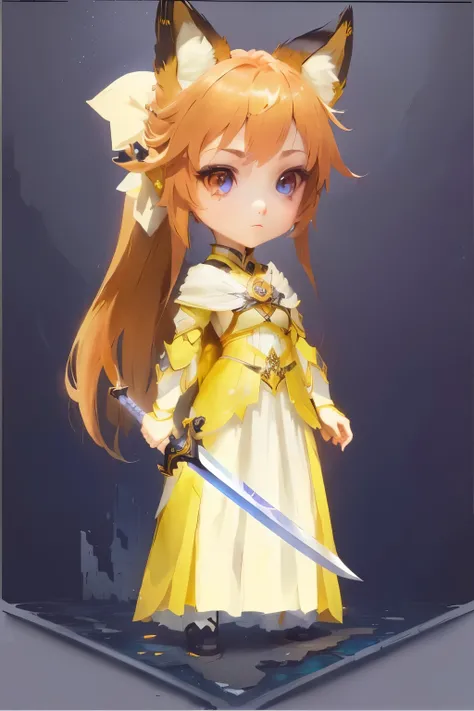 anime girl with a sword and a yellow dress, fox ears, made with anime painter studio, anime goddess, she is holding a sword, asuna yuuki, holo, rin, anime stylized, sao, anime princess, visual novel sprite, made in rpg maker, sao style anime, with large sw...