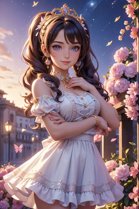 (best quality,4k,8k,highres,masterpiece:1.2),ultra detailed,(realistic,photorealistic,photo-realistic:1.37),acrylic painting,beautiful Italian idol in a Lolita dress with downy hair,beautiful Italian idol with extremely colorful hair and detailed facial fe...