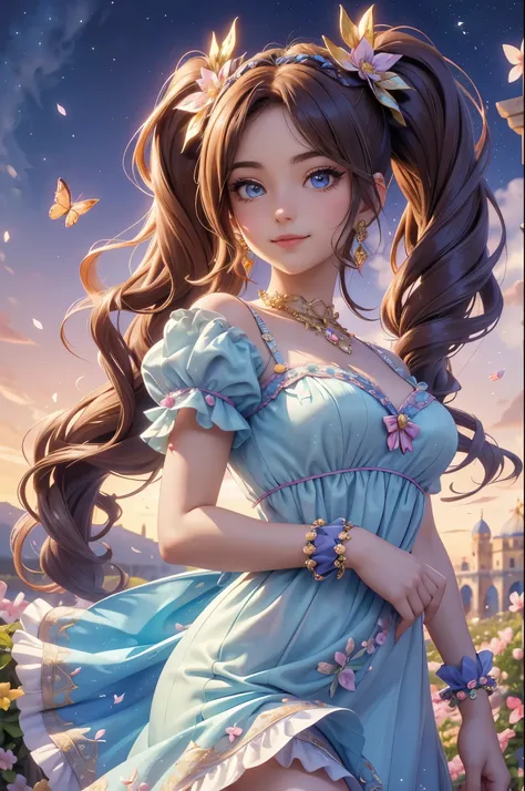 (best quality,4k,8k,highres,masterpiece:1.2),ultra detailed,(realistic,photorealistic,photo-realistic:1.37),acrylic painting,beautiful Italian idol in a Lolita dress with downy hair,beautiful Italian idol with extremely colorful hair and detailed facial fe...