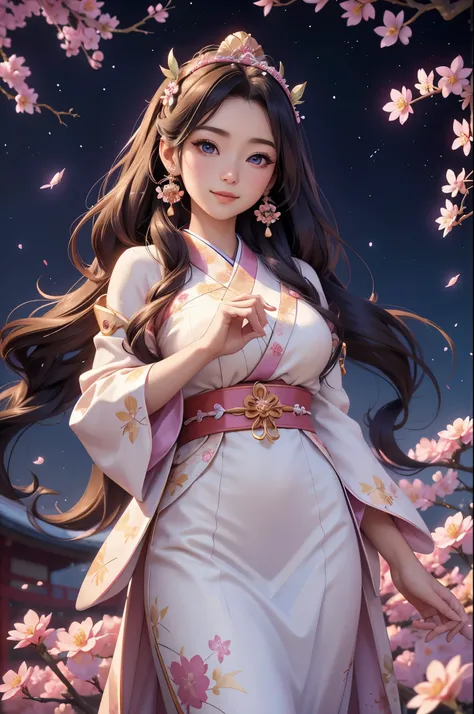 (best quality,4k,8k,highres,masterpiece:1.2),ultra detailed,(realistic,photorealistic,photo-realistic:1.37),acrylic painting,beautiful Japanese godess in a Lolita dress with downy hair,beautiful Japanese godess with extremely colorful hair and detailed fac...