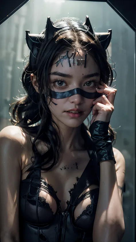   super high definition， High Resolution Details ，Realistic,(( portrait through frosted glass:1.4)),((Halloween, Catwoman :1.4))22 years old,1 girl,((  showing your teeth and laughing  ))、(( FACE FOCUS :1.4)),((accessories:1.4)),8k,thinウエスト,thin脚,Sale Eye ...