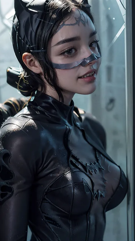   super high definition， High Resolution Details ，Realistic,(( portrait through frosted glass:1.4)),((Halloween, Catwoman :1.4))22 years old,1 girl,((  showing your teeth and laughing  ))、(( FACE FOCUS :1.4)),((accessories:1.4)),8k,thinウエスト,thin脚,Sale Eye ...