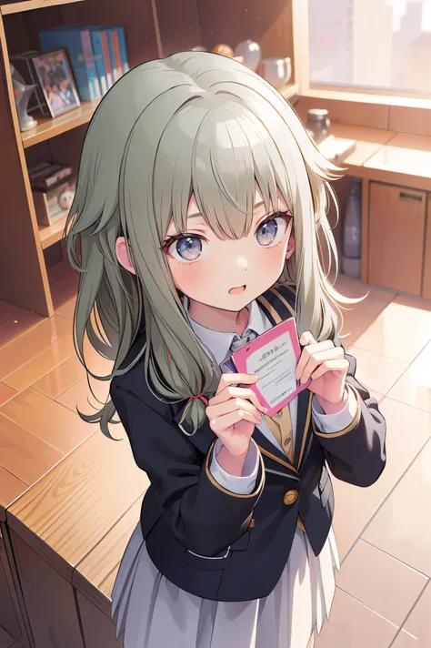 (8k, 最high quality)、Ultra-high resolution、Adorable、最high quality, beautiful, (((Absurd beauty)))、school uniform、blazer、high quality、Shiny Hair、Very fine and beautiful bright eyes、Medium chest、nose blush、Very detailed, clear and beautiful face, Awards, (Ana...