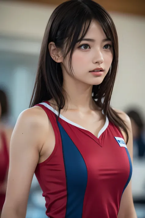 (8k, RAW Photos,Best Quality,  High Resolution :1.1), (超Realisticな:1.4),(Realistic, Realistic:1.3),The beauty of Japan、Rhythmic Gymnastics Club、Rhythmic Gymnastics Uniform、(( upper body:1.3))