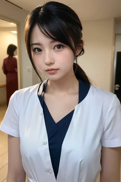 (8k, RAW Photos,Best Quality, High resolution:1.1), (超Realisticな:1.4),(Realistic, Realistic:1.3),The beauty of Japan、nurse、nurseコスプレのマッサージ師、(( upper body:1.3))