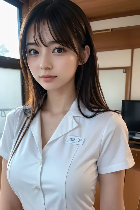 (8k, RAW Photos,Best Quality, High resolution:1.1), (超Realisticな:1.4),(Realistic, Realistic:1.3),The beauty of Japan、nurse、nurseコスプレのマッサージ師、(( upper body:1.3))