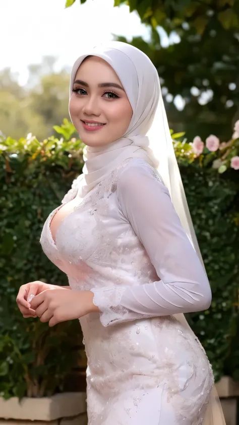 ((realistic lighting, best quality, 8k, masterpiece: 1.3, hyper realistic)), clear focus: 1.2, 1 indonesian hijab girl, georgeus...