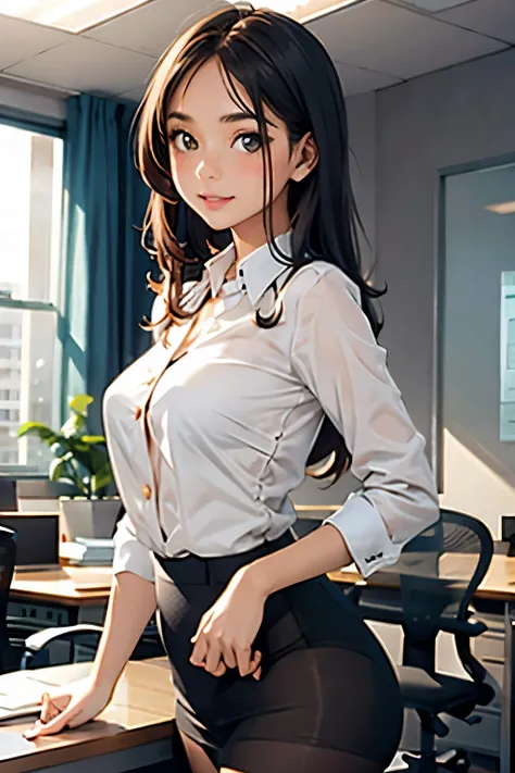 beautiful girl in an office and her blouse