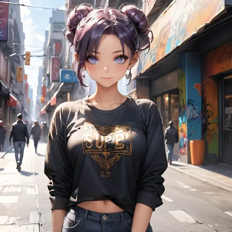 Masterpiece, 4k, HDR, full HD, (best quality), (ultra detailed), (only), intricate ANIME TYPE, best quality, 1girl, very expressive eyes, deep purple hair , hyper beautiful face, purple hair, perfect anatomy, shiny, oily skin, full body, alone (shiny purpl...