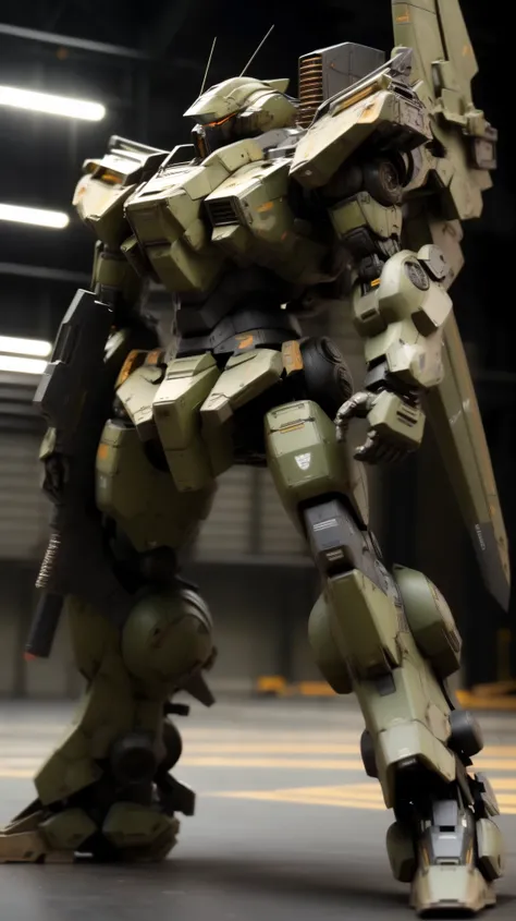 A highly detailed and advanced depiction of the 2nd generation ATLAS Combat Mech Series in the design style of Armored Core VI. The mech stands tall at 24 feet with angular, sleek, and heavily armored plating, featuring segmented mechanical joints for high...