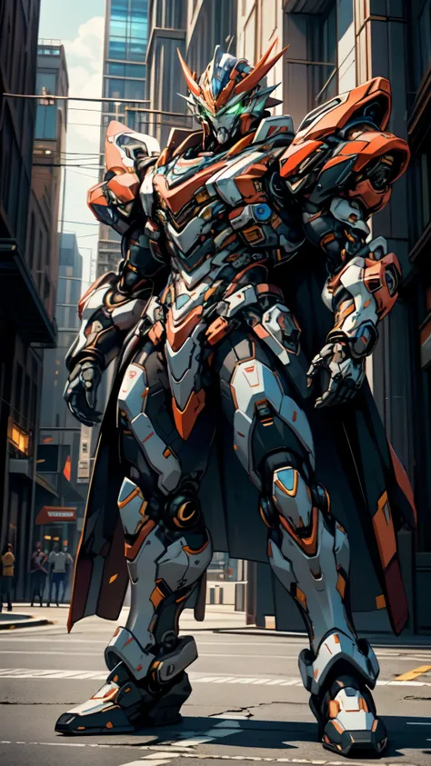 (masterpiece:1.5, best quality:1.5, extremely delicate:1.5), ((male:1.5)), Biomimetic humanoid Mecha, green eyes, fully enclosed shoulder guards, matching arm and leg guards, gemstone, full body, full armor, the design balances heavy with agility, organic ...